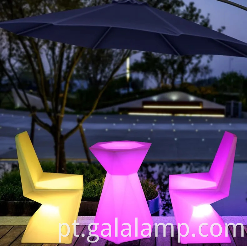 Conjunto elegante de refeições ao ar livre LED luminosa para varandas aconchegantes